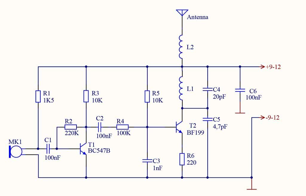 Принципиальная схема беспроводного микрофона