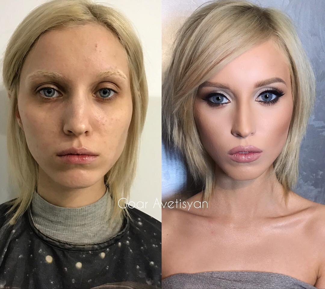 Изменение формы глаза. Девушки до и после макияжа. Макияж глаз до и после.