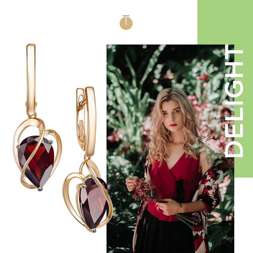 Серьги из красного золота с гранатами (арт. С124-5901Гр) Цена: 48 790 ₽