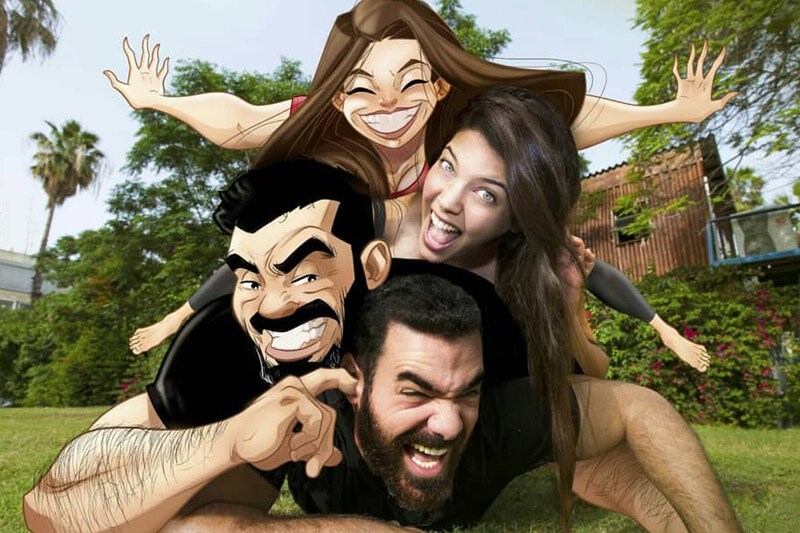 Иегуда Ади Девир и его жена со своими персонажами