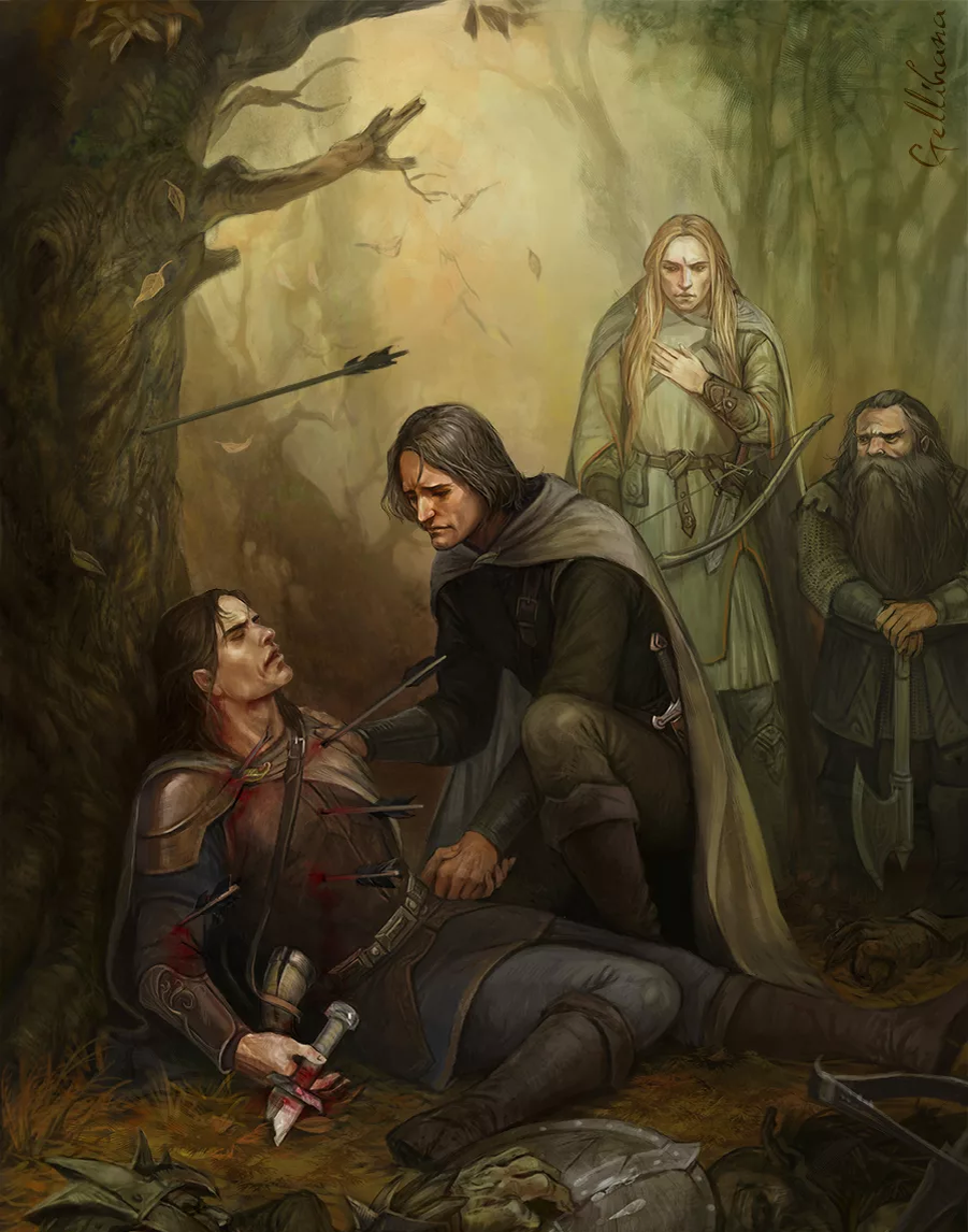 раненая эльфийка. эльф плен. сильмариллион финрод фелагунд. сильмариллион маэдрос в плену. спасение маэдроса фингоном.