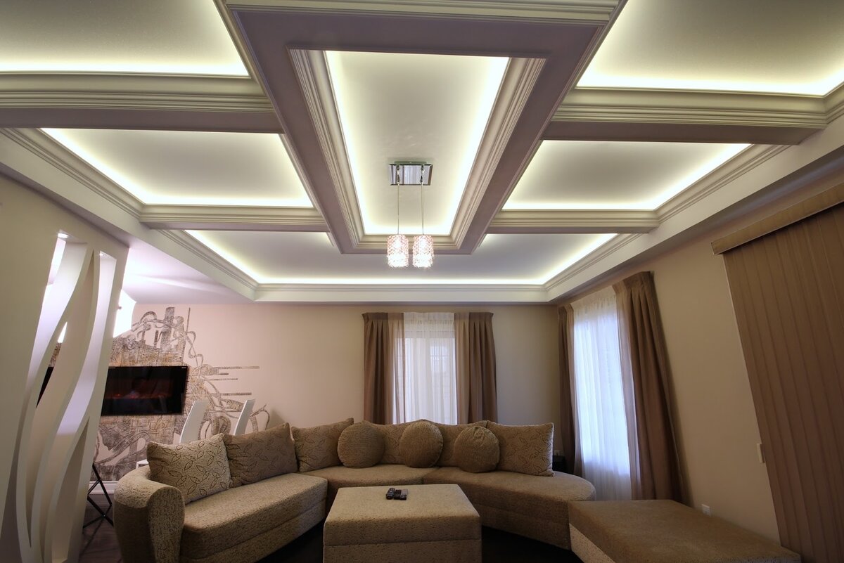Конструкция потолка из гипсокартона с подсветкой своими руками