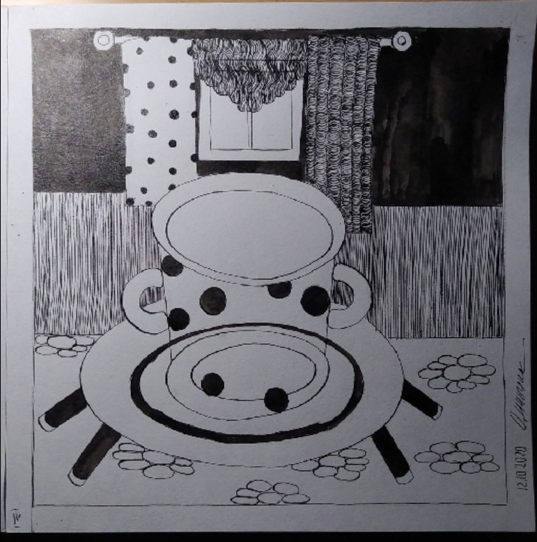 Графика. Перо, тушь. Dinhik. 12.10.2020 "из серии наброски каждого, прожитого дня"