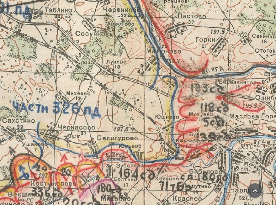 Карта калининской области подробная с деревнями на 1942 год