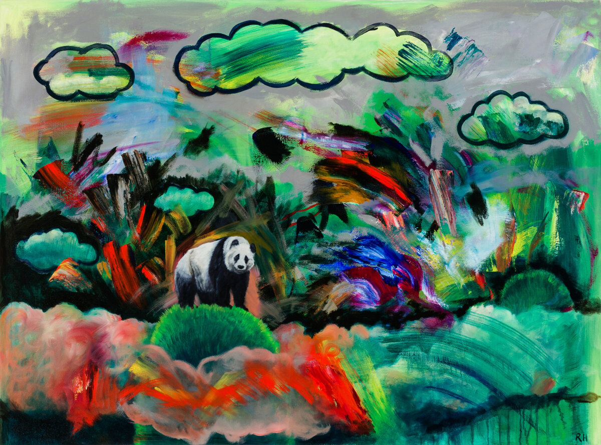 "Panda in the Clouds"  фото:https://www.abendgallery.com/artist/robin-hextrum