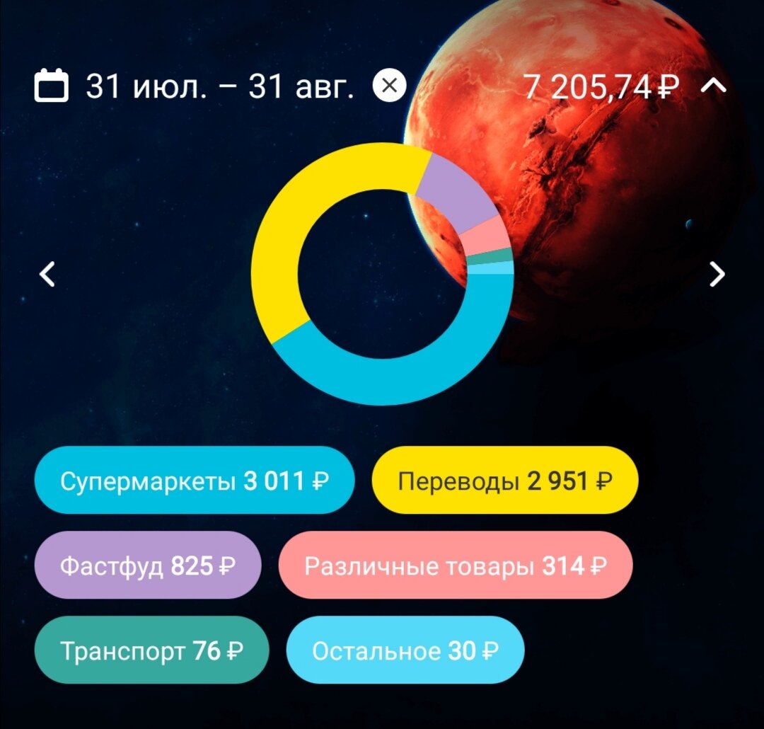 Мои расходы с 31 Июля по 31 Августа. Скриншот автора