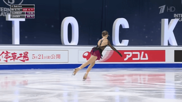 Четверной лутц + тройной тулуп. Саша Трусова. Гифка автора