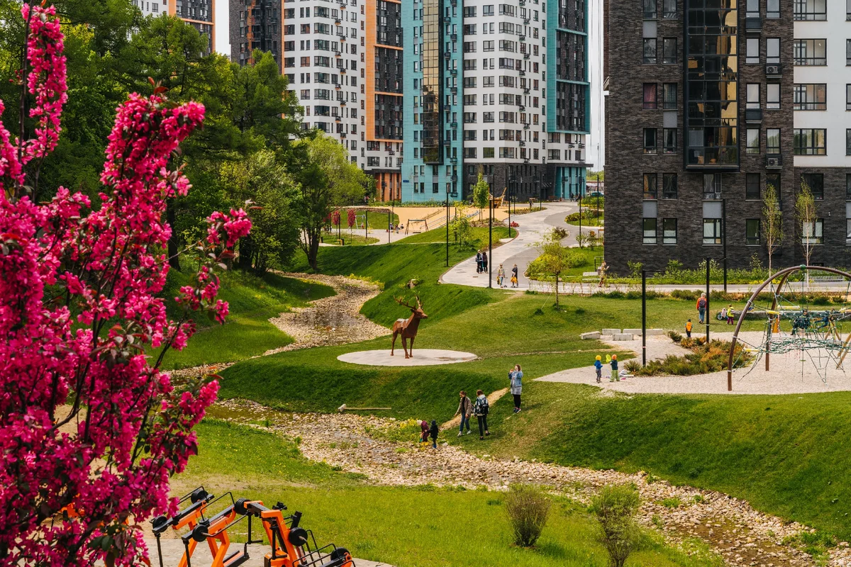 Коммунарка москва улицы. Скандинавия парк Коммунарка. ЖК Скандинавия а 101. Линейный парк Скандинавия. ЖК Скандинавия а101 благоустройство.