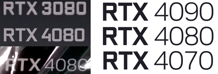    Логотип GeForce RTX 3080, RTX 4080 и новый шрифт сайта NVIDIA. Источник изображения: VideoCardz