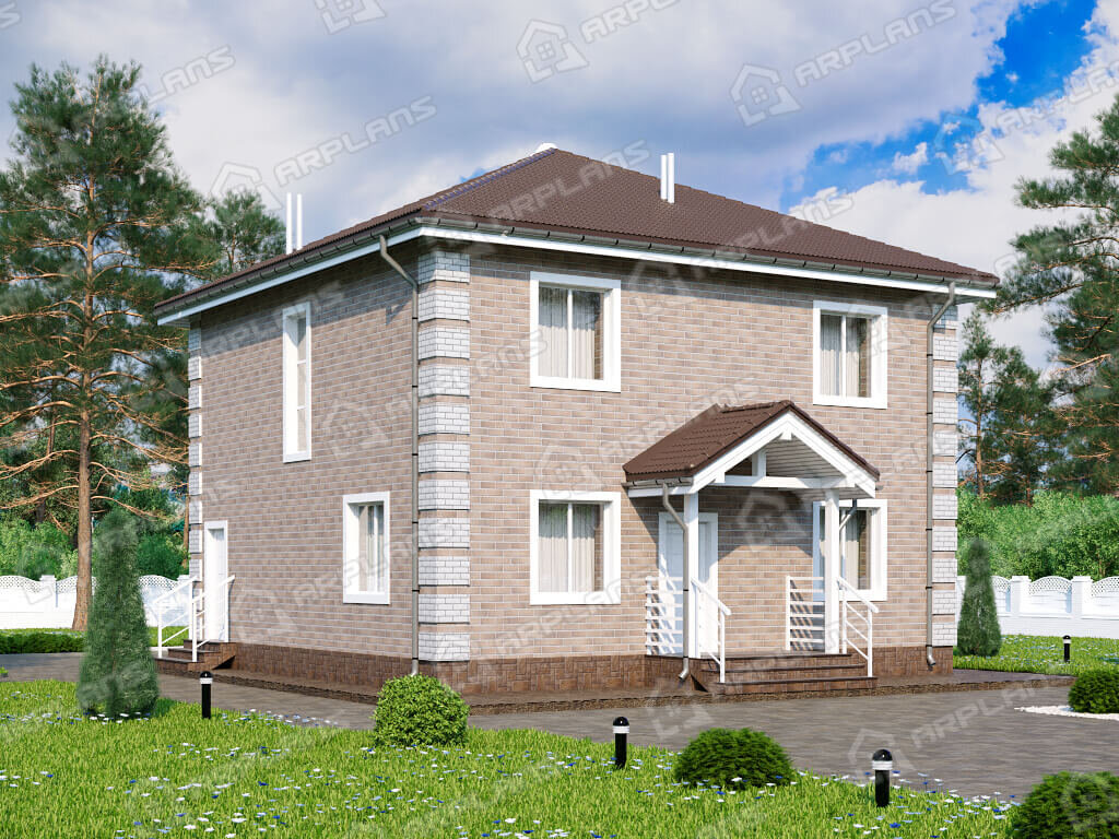 Фото 1 двухэтажного дома из газобетона с 3 спальнями и газовой котельной.140 кв м. Источник arplans.ru Проект К-325