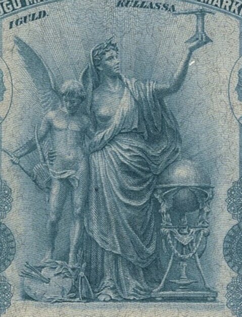  Российская Империя, Русская Финляндия 20 марок золотом 1898 года, аверс. Фрагмент.