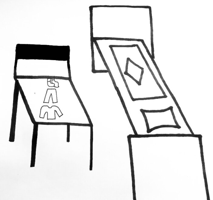 Рисунок 2. Так может  выглядеть соотношение стула с одеждой в комнате,  которой учим одевать