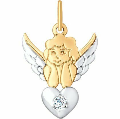 Золотой кулон с фианитом «Рождественский ангел», 3920 руб.