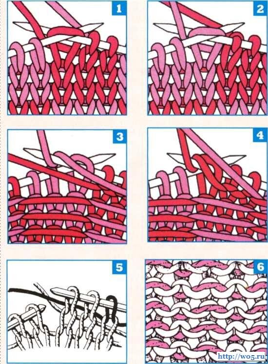 Как вязать жаккард спицами. Жаккард без протяжек спицами. Жаккард изнанка без протяжек. Протяжка нити в вязании спицами. Двухцветный жаккард без протяжек.