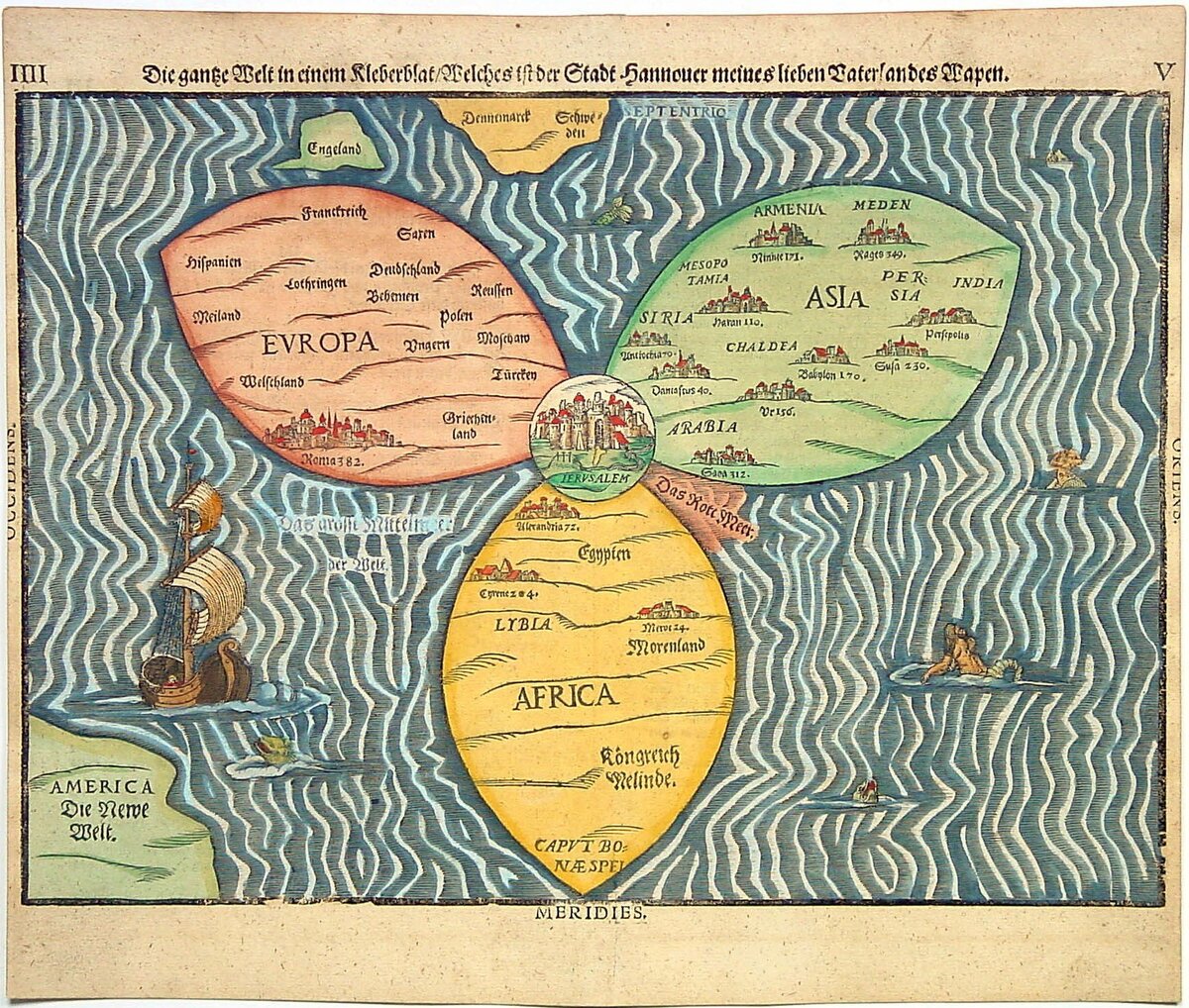 лист из "Itinerarium Sacrae Scipturae", автор  Heinrich Bunting (1545-1606)