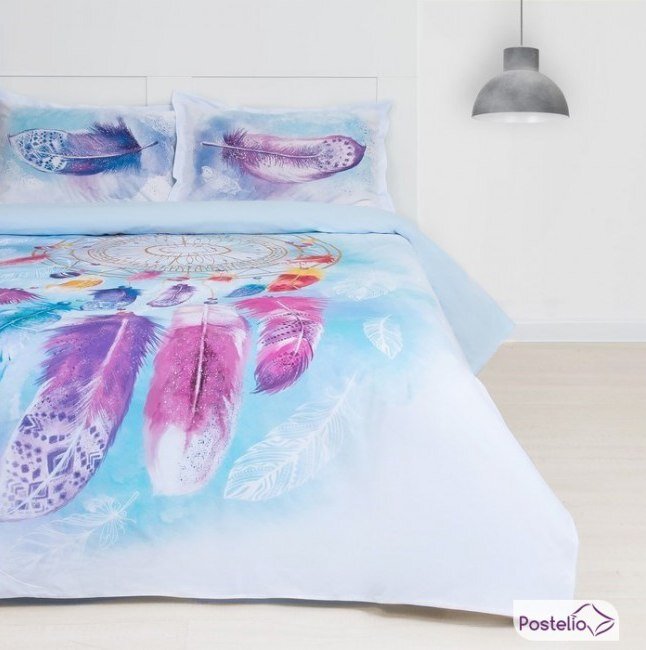 Простыня — 200×200 см, пододеяльник — 175×215 см, 2 наволочки — 50×70 см; материал — ранфорс, состав — 100 % хлопок