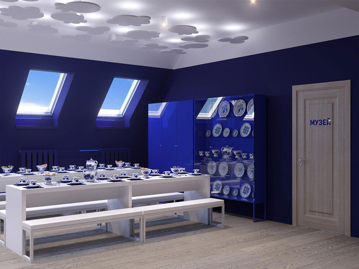 Два шкафа для хранения художественного гжельского реквизита
