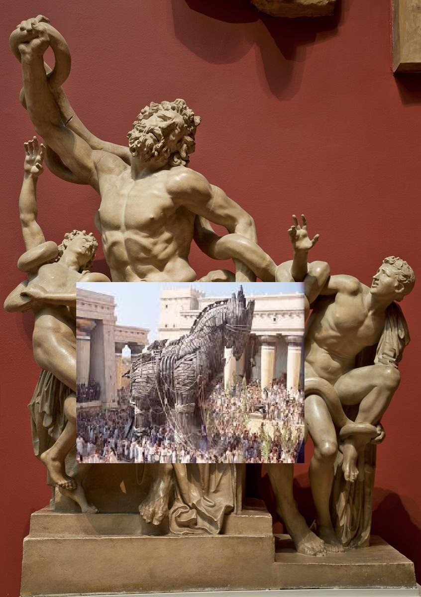 точно. пара змеек. и разделались с ними, пока троянцы вкатывали в город деревянного коня