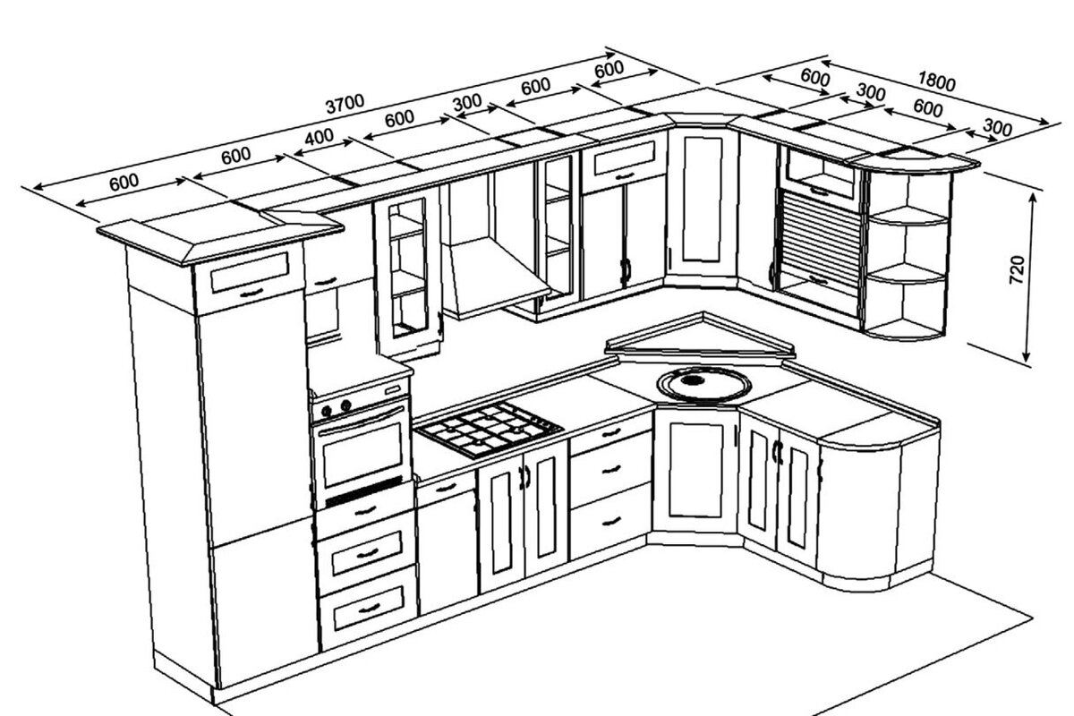 Кухонный гарнитур угловой размеры фото - DelaDom.ru