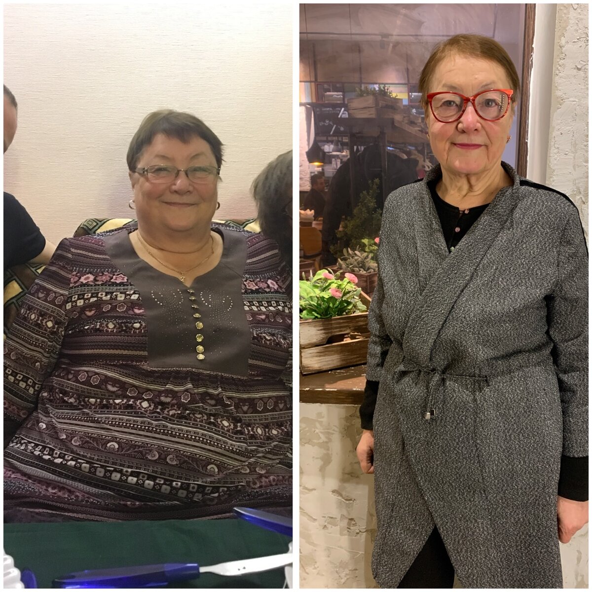 Это моя мамуля. 112 кг и 75 кг. Фото и коллаж автора