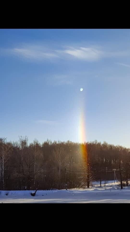 Фото сделано в поселке Заокском Тульской области. 16 февраля 2021, около 10 часов утра. Оба фото сделаны Натальей Щегловой. 