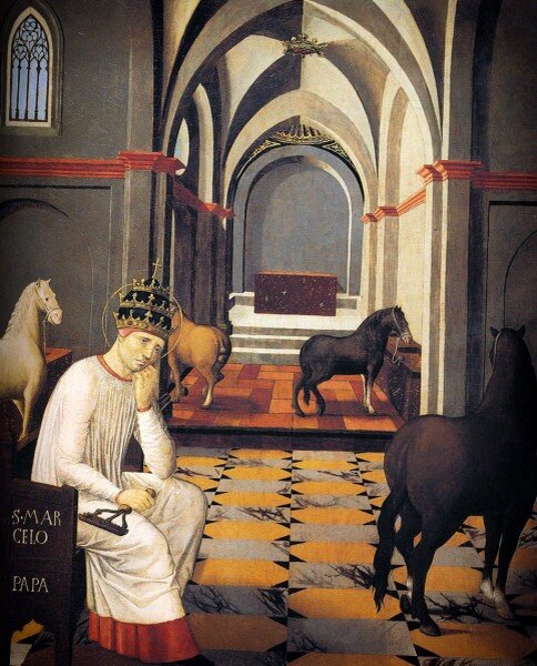 Художник Juan Ramírez «Эпизод из жизни Святого Маркелла, Папы римского».   Музей изящных искусств, Гранада, Испания.