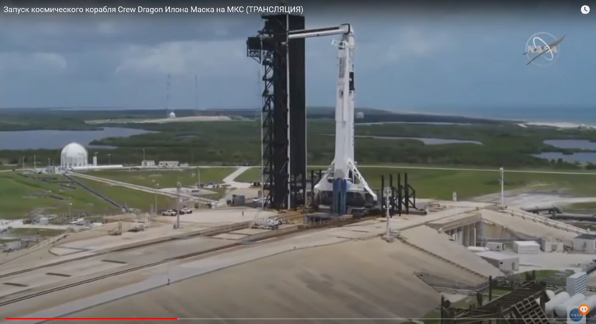 Запуск ракеты Falcon 9 с кораблём Crew Dragon - съёмка NASA