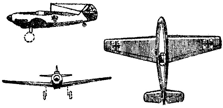 Рис. 1. Силуэты самолета "Мессершмитт-109".