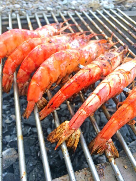 Креветки - рецепт на гриле