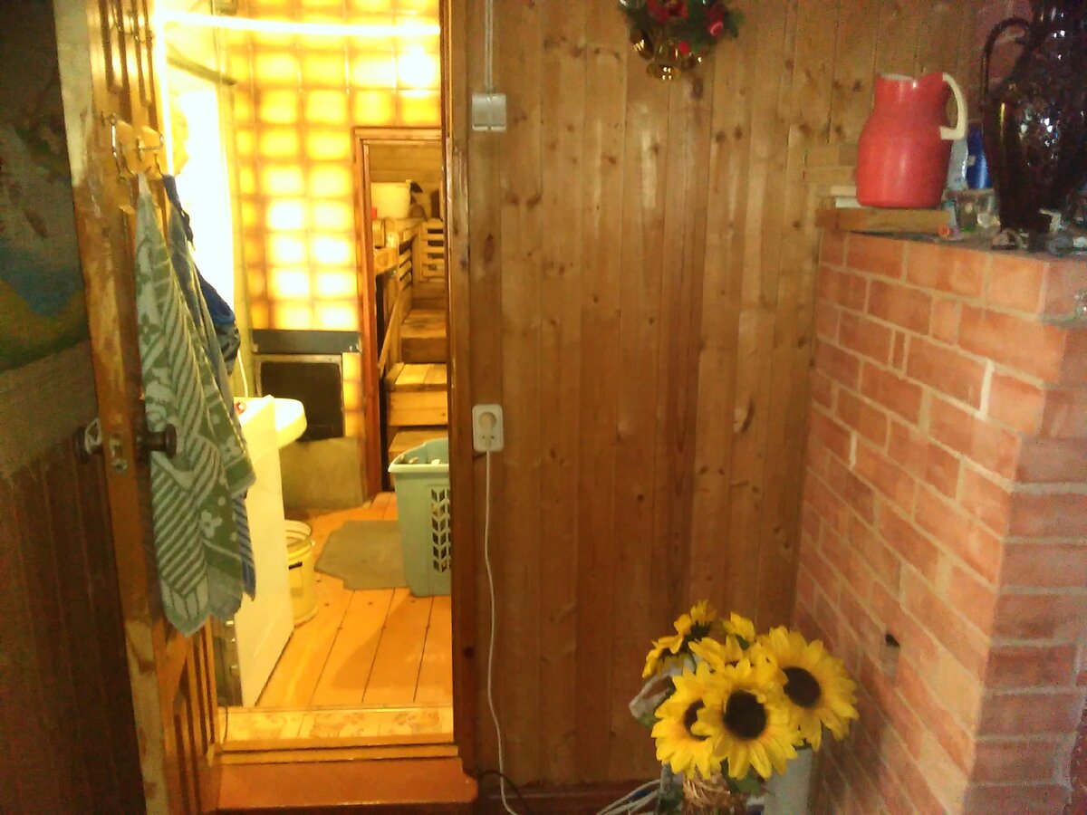 Баня в доме, камин