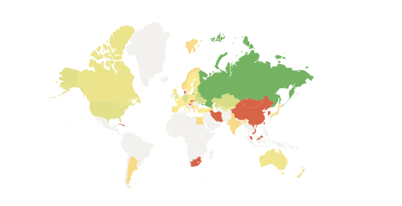 Карта из статистики канала "География".