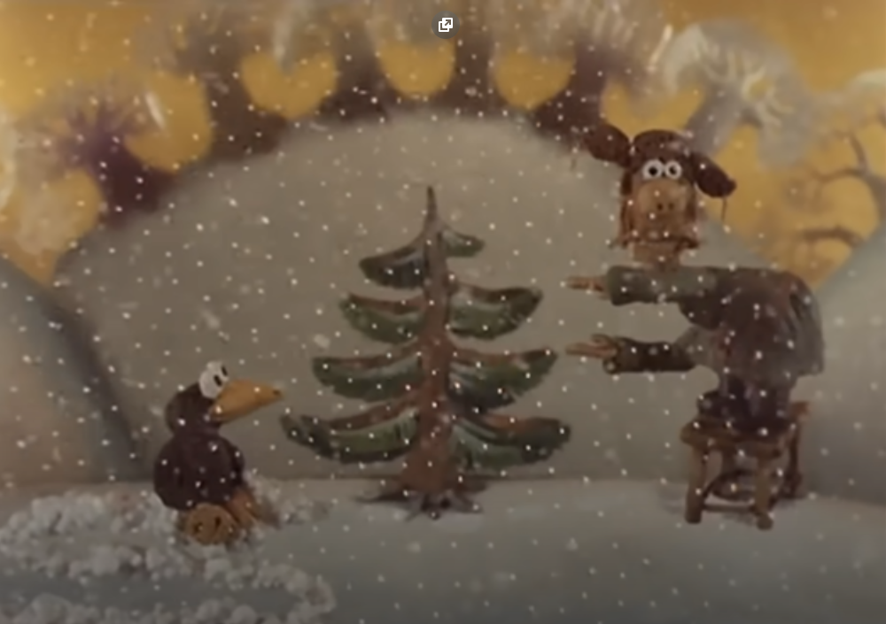 Кадр из мультфильма "Падал прошлогодний снег"