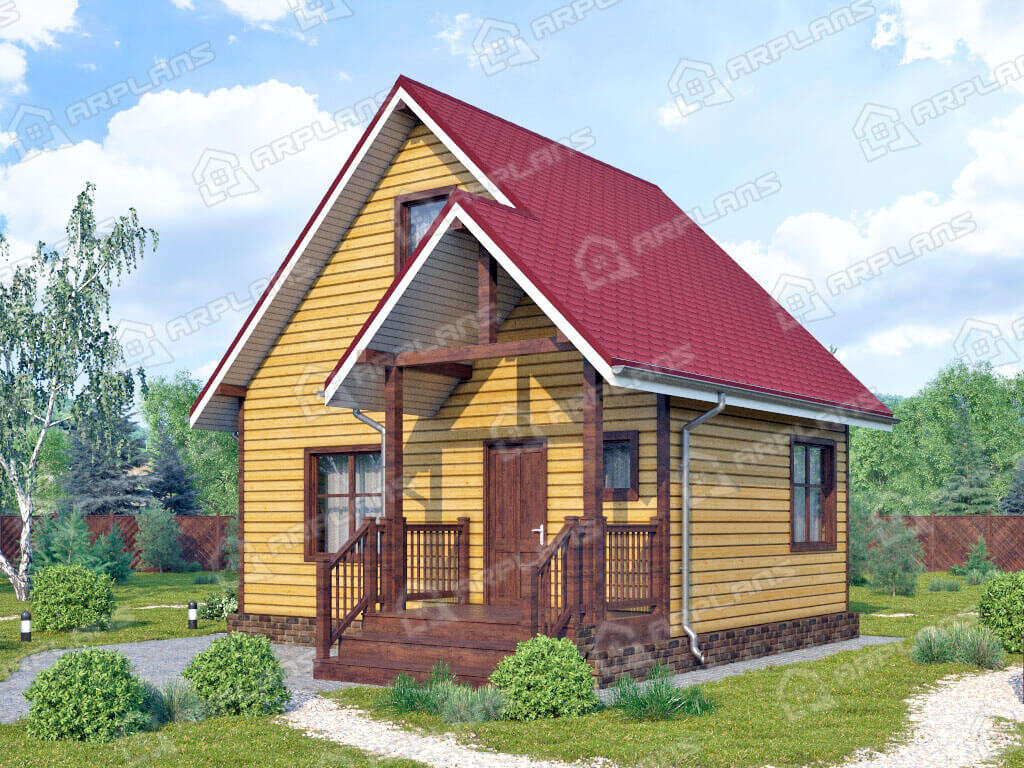 Фото 2 двухэтажного каркасного дома с мансардой и 1 спальней. 70 кв м. Источник arplans.ru Проект И-080 