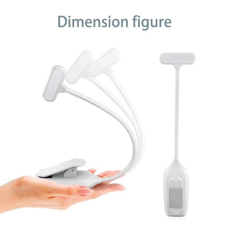 Лампа-прищепка для чтения овальная чёрная, 1 диод