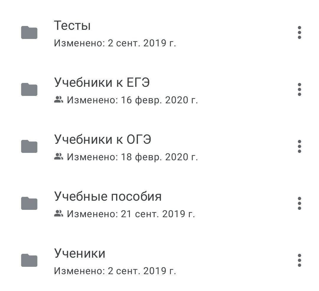 так выглядят папки на моем гугл диске