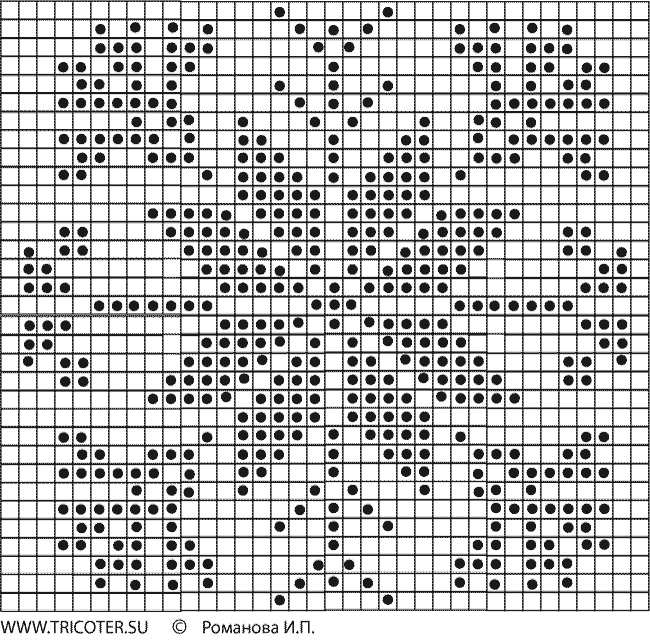 Ажурный узор снежинка спицами схема и описание
