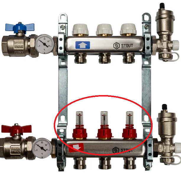 Расходомеры в коллекторном блоке