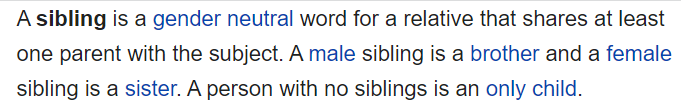 Определение sibling-а из Википедии 