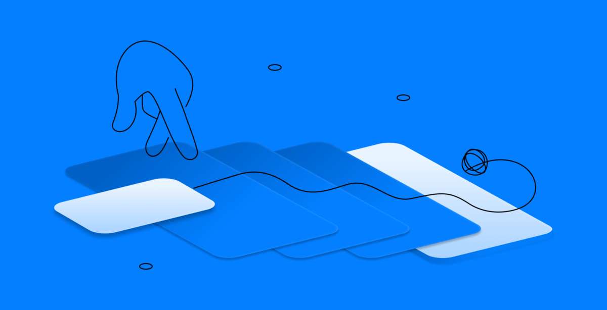 Это пользователь идёт по экранам приложения за клубком, не дающим ему заблудиться. А статья именно об этой задаче