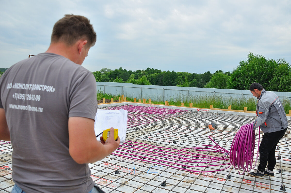 Укладка контуров теплого пола в УШП