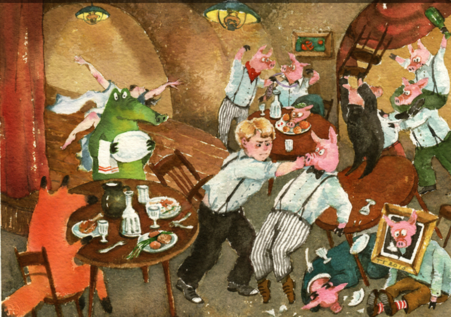 Карикатура "Поэт в кабаке"