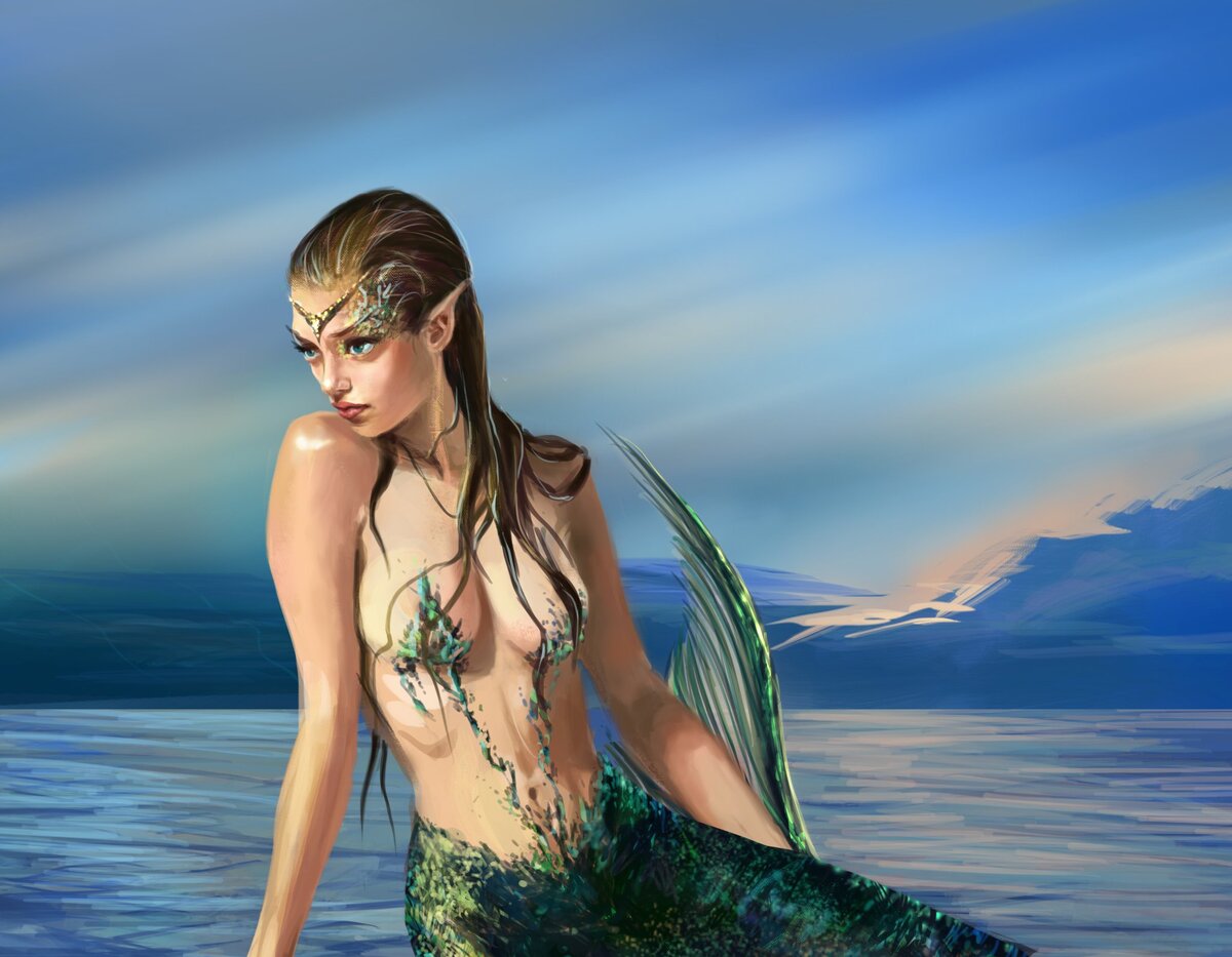 Русалка, а уши у неё эльфийские  ( фото из открытых источников).