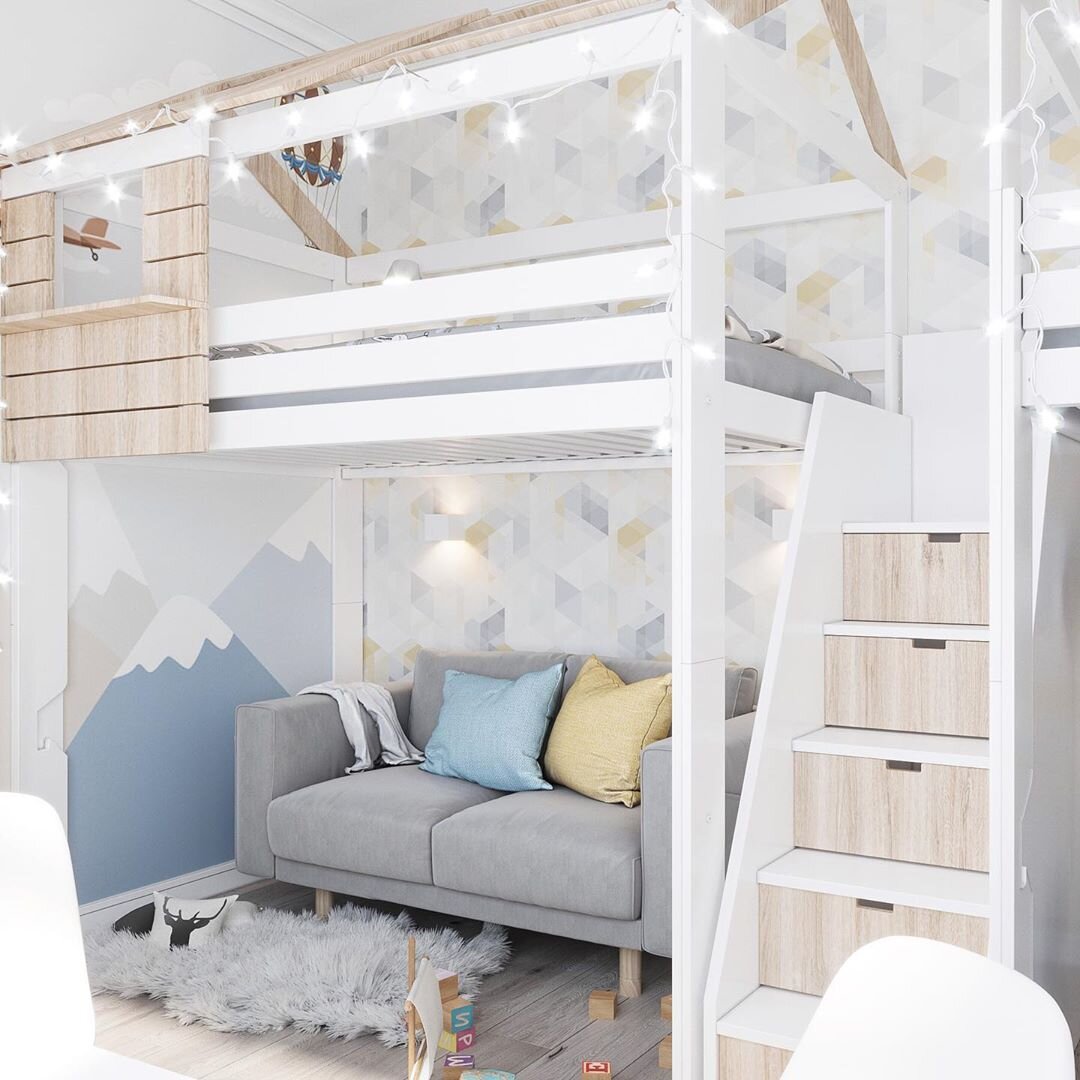 Обои с горами Alltowall в детской для двоих мальчиков 