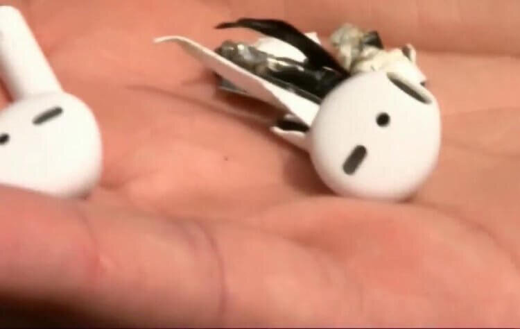 Так выглядят взорвавшиеся AirPods 