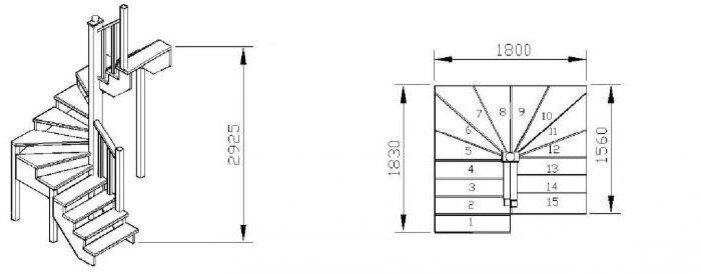 Чертеж винтовой лестницы на второй этаж своими руками: расчеты и схемы