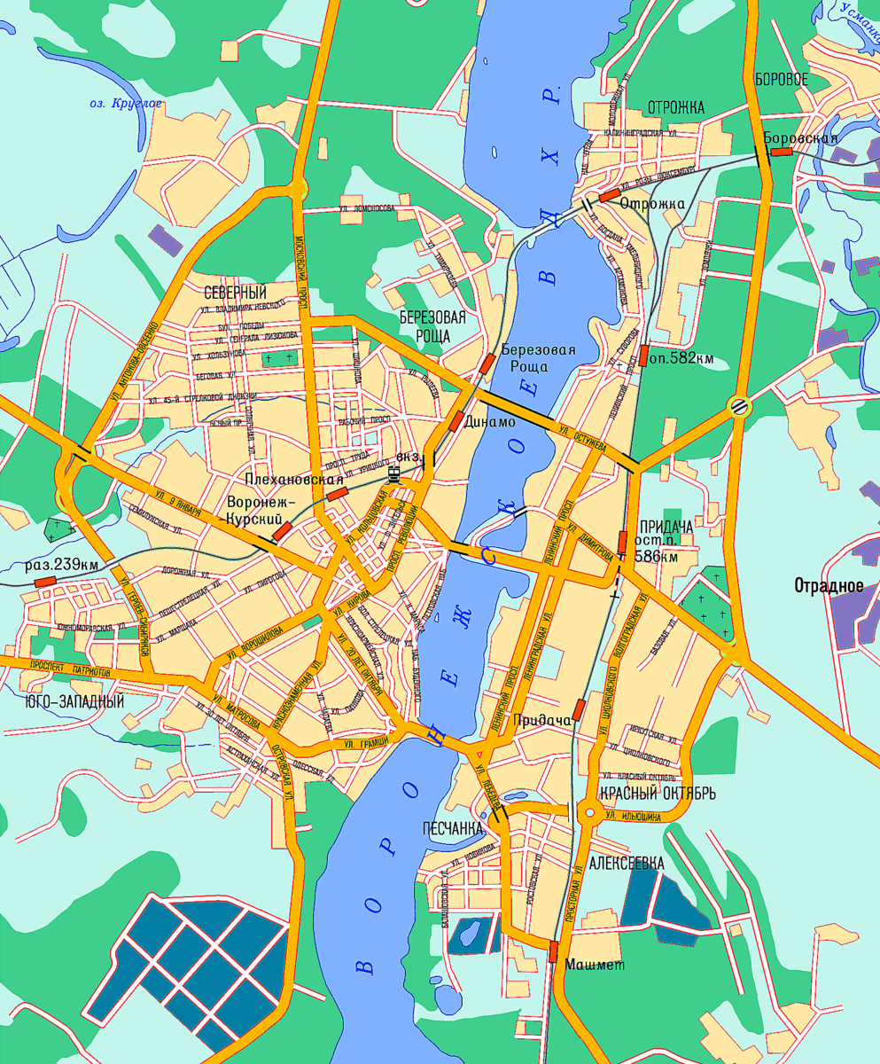 Вид с верху города на схематично карте