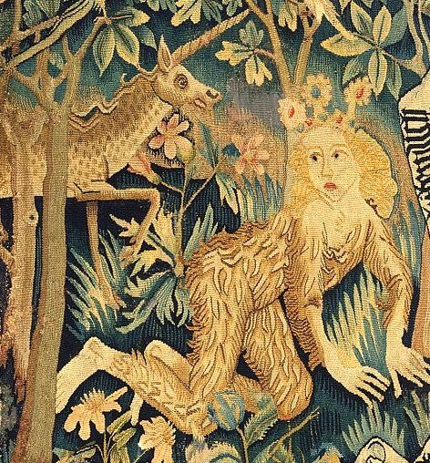 Изображение лесной женщины на старинном германском гобелене. Фото из открытых источников.