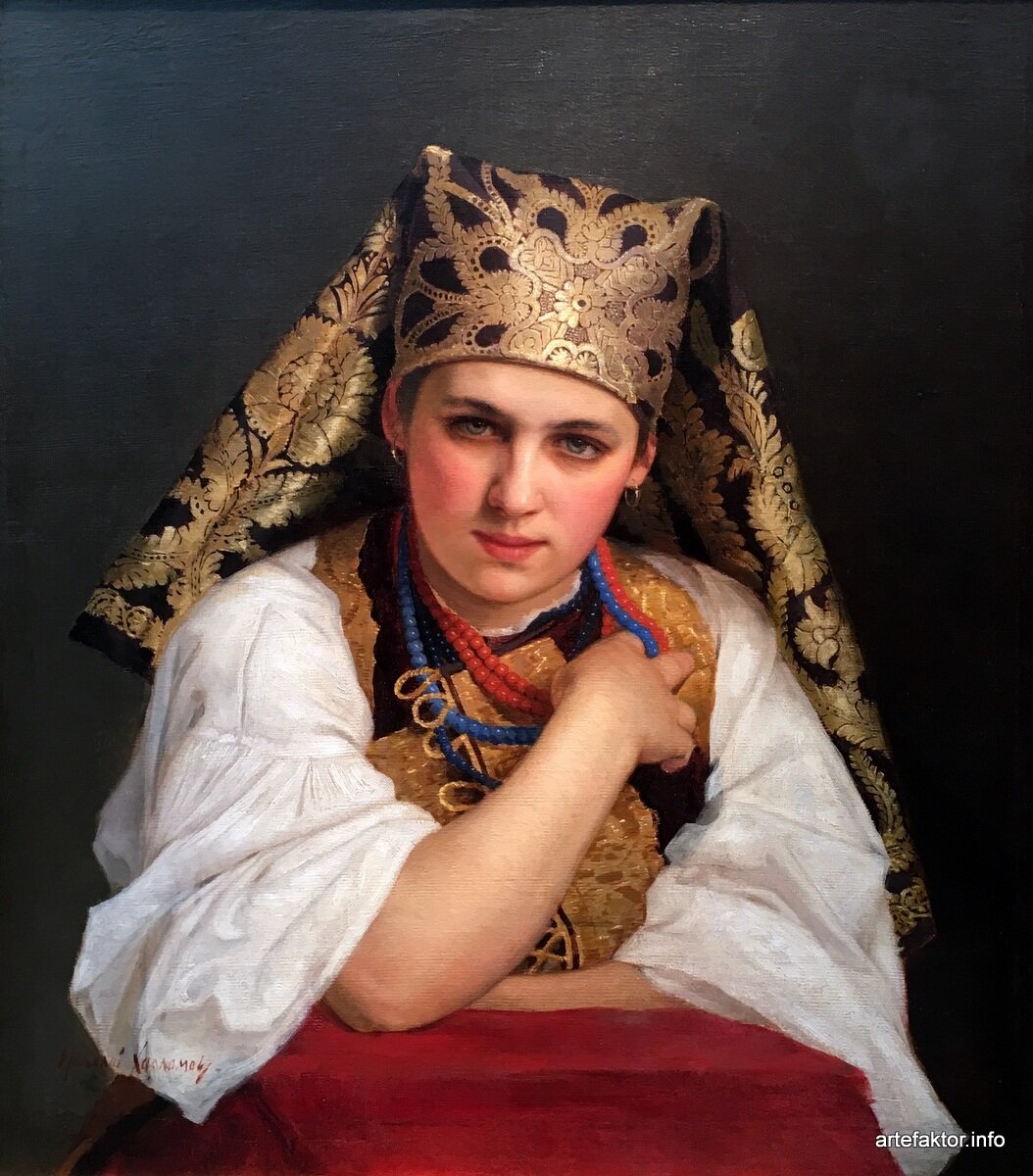 Николай Николаевич Харламов (1863-1935).Русская девушка.1888. Приморская Государственная картинная галерея