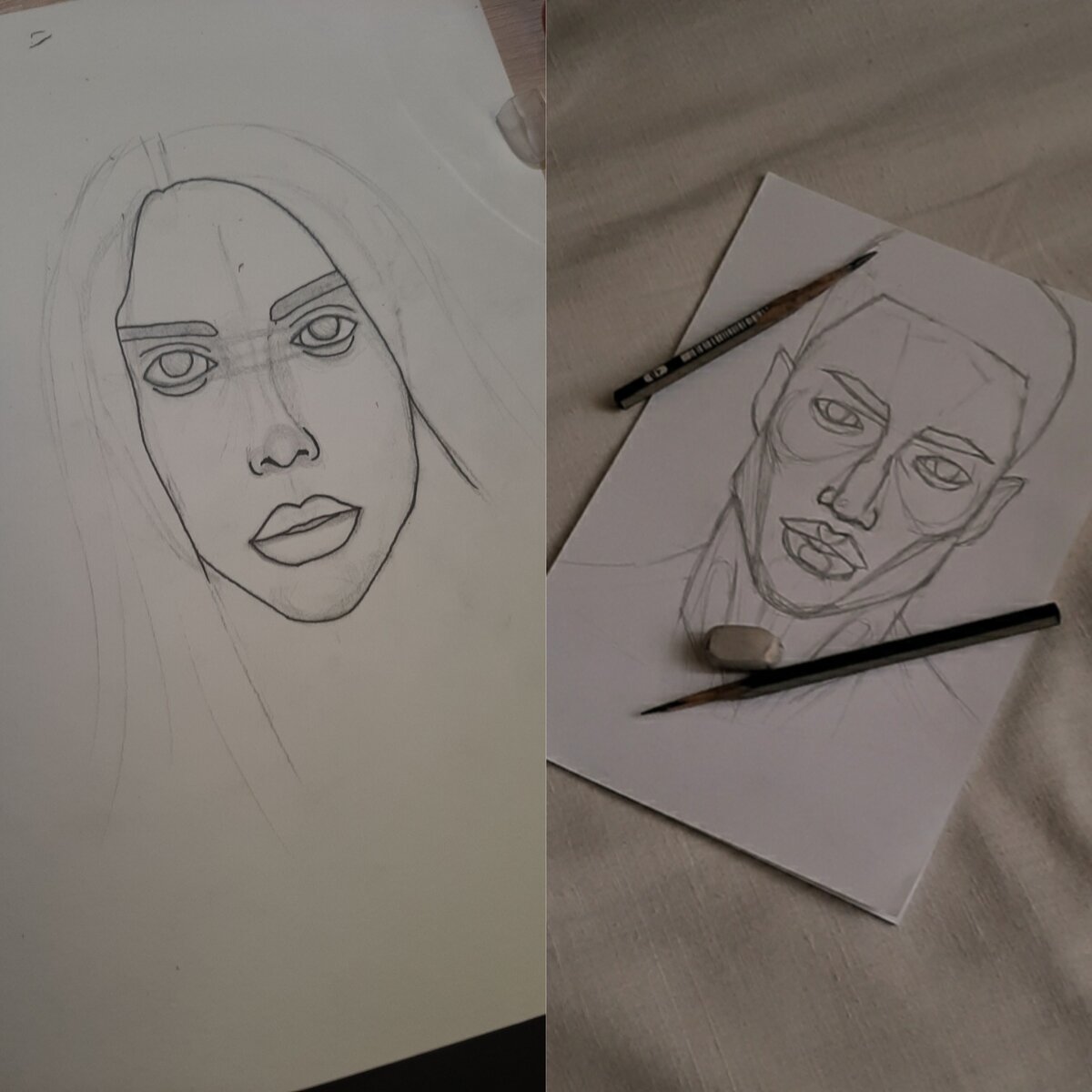 Мои скетчи до и после изоляции 