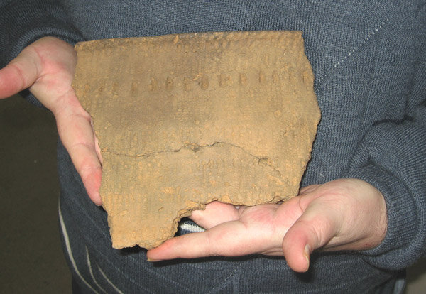 © Vveshka / CC BY-SA 4.0 (Фрагмент неолитического сосуда из раскопок на Охтинском мысу)